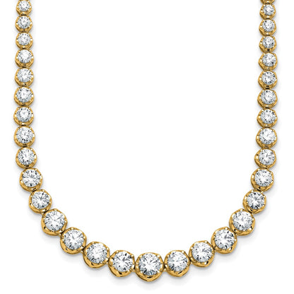 14K Yellow Gold 11 1/15 carat Certified Lab Grown Diamond VS/SI+ G+ Complete Round 20 Inch Graduated Tennis Necklace