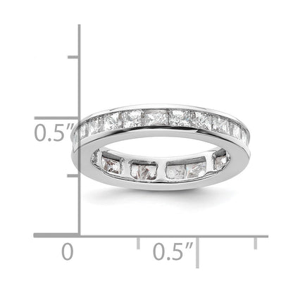 14K White Gold Polished Size 4 Channel-set 2 carat Princess Diamond Complete Eternity Wedding Band Ring