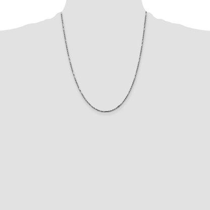 14K White Gold 1.8mm D/C Milano Rope 22 Inch Chain