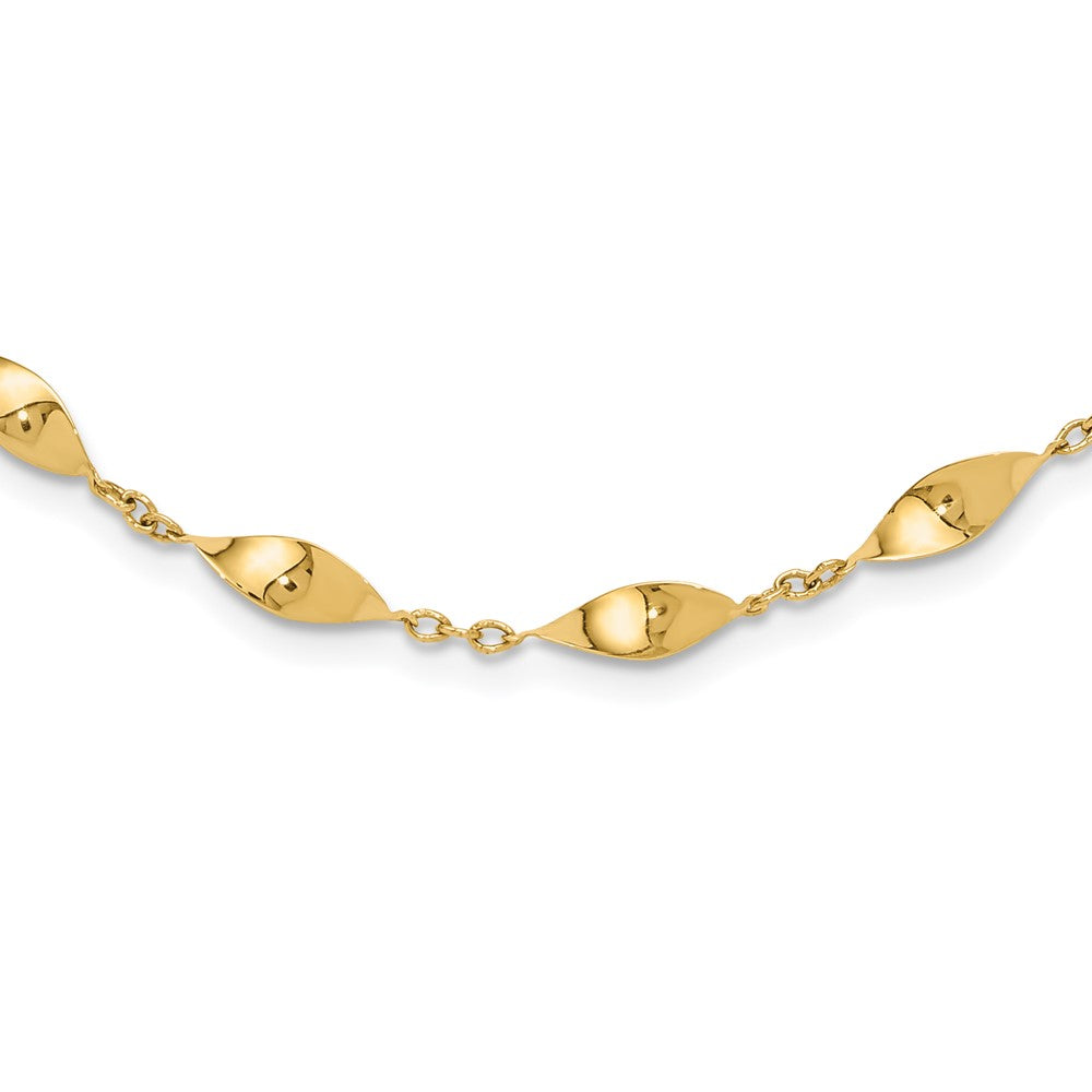 14K Yellow Gold Polished Fancy Twisted Links 18 Inch Necklace