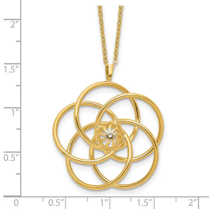 14K Yellow Gold Polished Floral Pendant 17 Inch Necklace