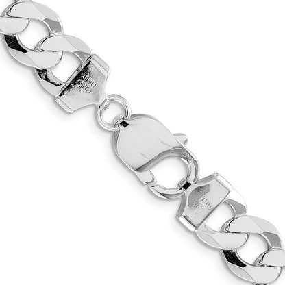 Sterling Silver Rhodium-plated 9.75mm Flat Curb 30 Inch Chain