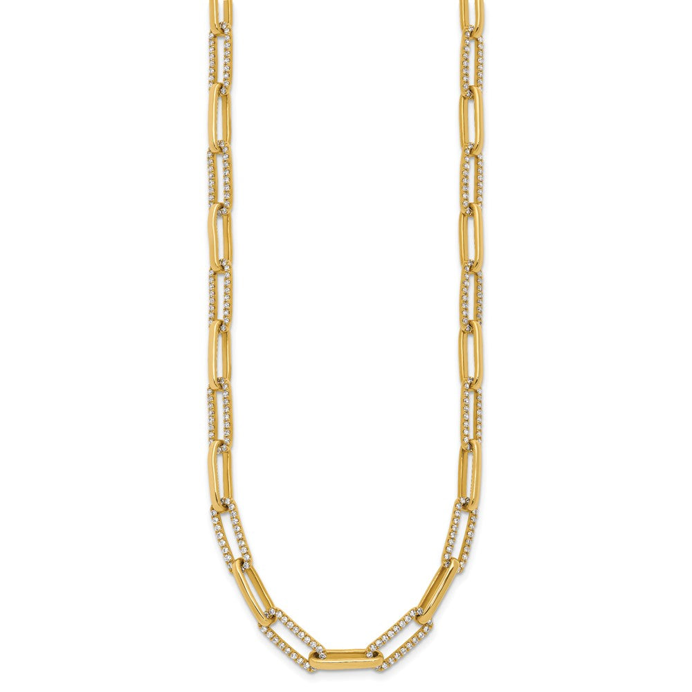 14K Yellow Gold 3 3/4 carat Lab Grown Diamond VS/SI+ G+ 18 Inch Fashion Paperclip Necklace