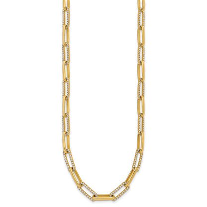 14K Yellow Gold 3 3/4 carat Lab Grown Diamond VS/SI+ G+ 18 Inch Fashion Paperclip Necklace