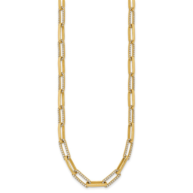 14K Yellow Gold 3 3/4 carat Lab Grown Diamond VS/SI+ G+ 18 Inch Fashion Paperclip Necklace