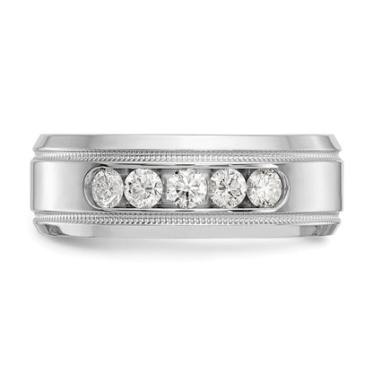 True Origin 14K White Gold 1/2 carat Lab Grown Diamond VS+ F+ Size 9 Complete Bevel Miligrain Wedding Band Ring