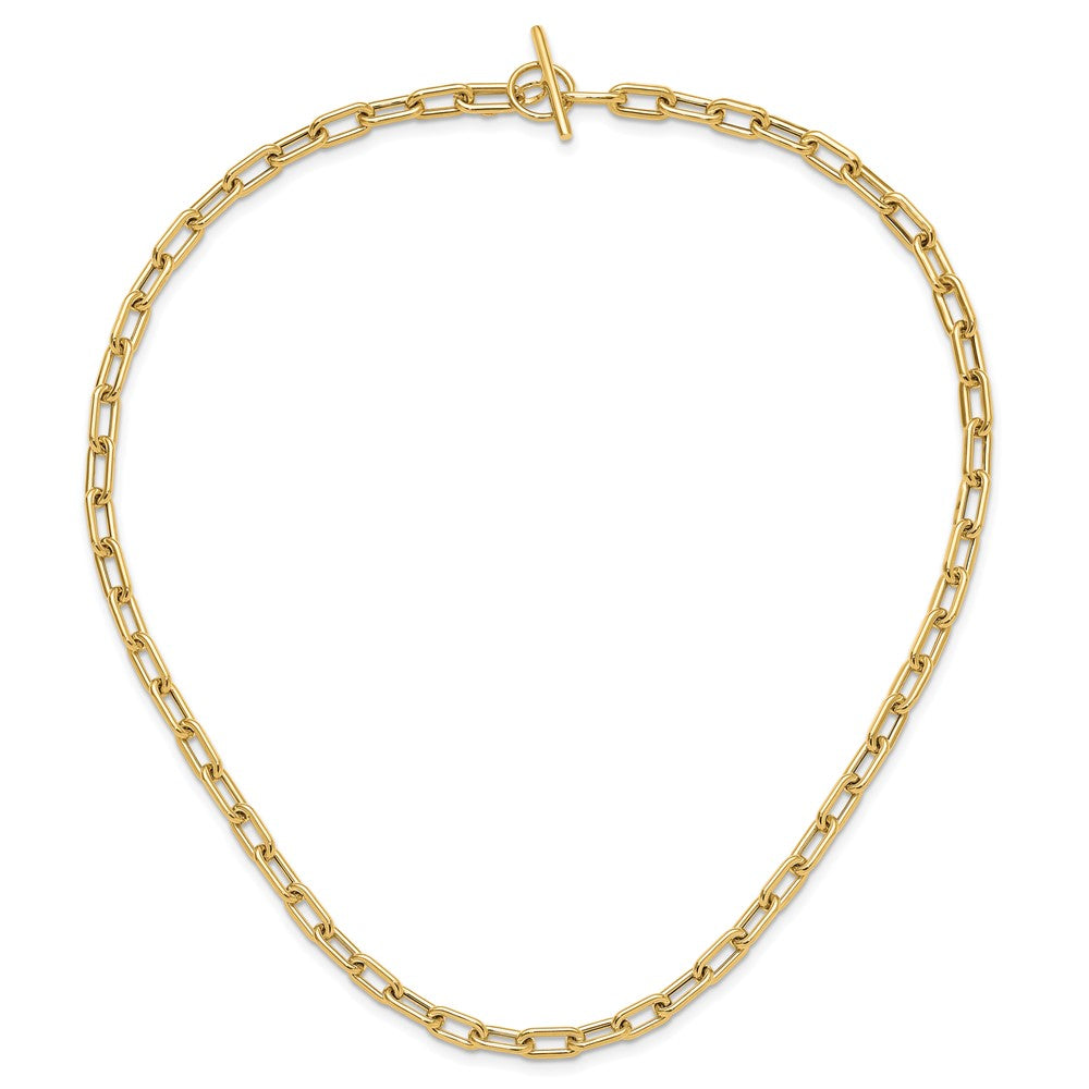 14K Yellow Gold Polished Fancy 5mm Oval Link 18 Inch Toggle Necklace