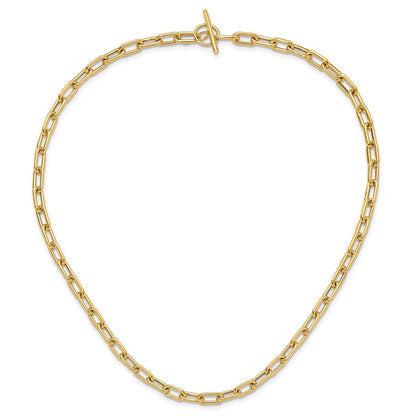 14K Yellow Gold Polished Fancy 5mm Oval Link 18 Inch Toggle Necklace