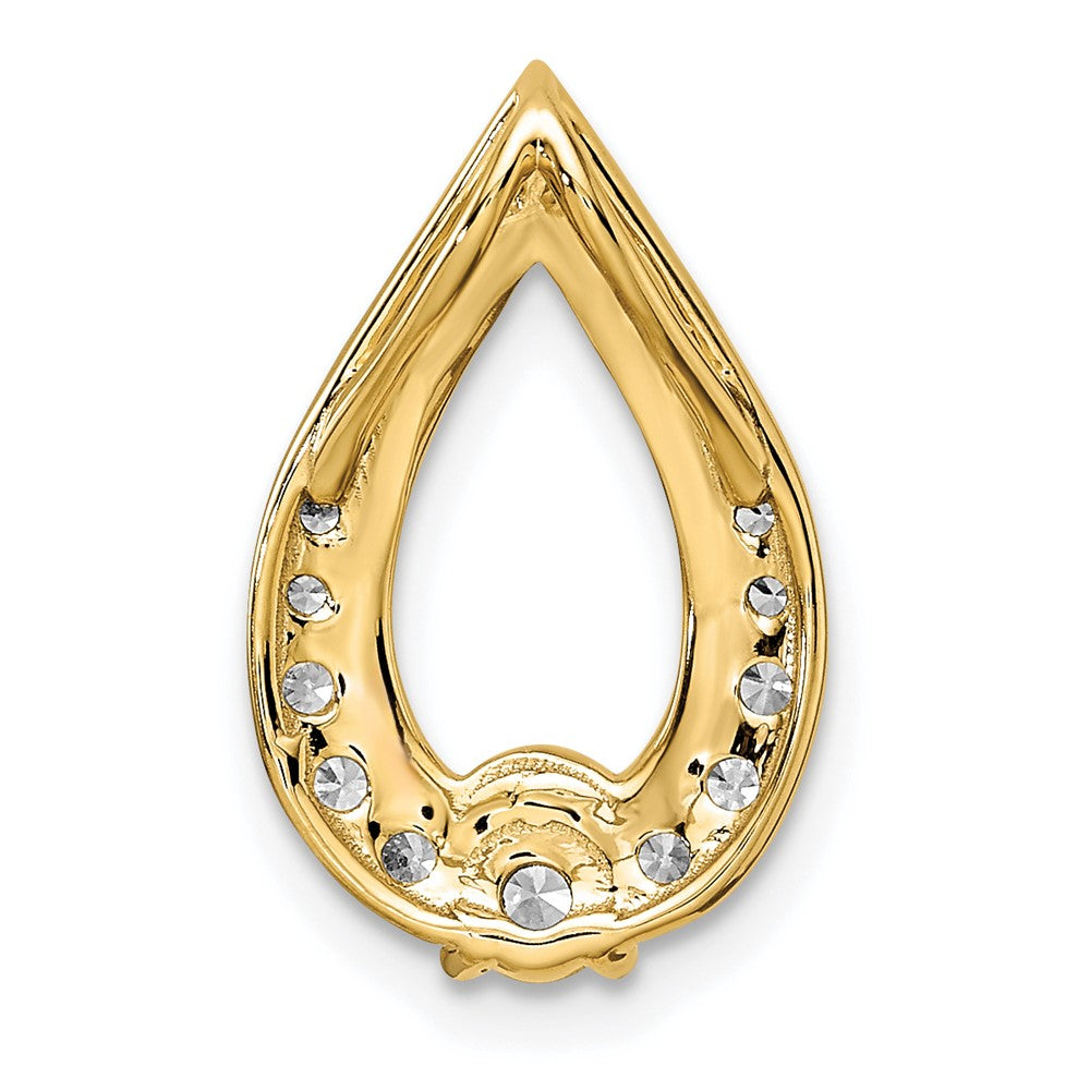 14K Yellow Gold Polished 1/2 carat Diamond Teardrop Chain Slide