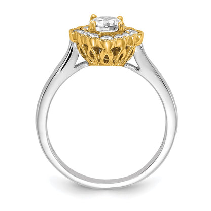 True Origin 14K Two Tone Gold 1/4 carat Lab Grown Diamond VS+ F+ Semi-Mount Round  Halo Engagement Ring
