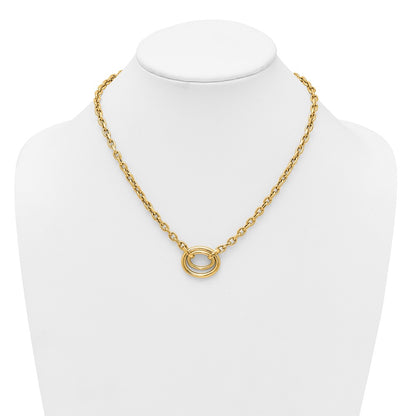 14K Yellow Gold Polished Double Oval 17.5 Inch Fancy Necklace Plus 0.5 Inch Extender