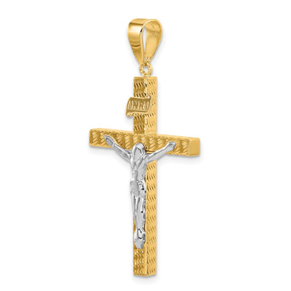 14K Two-Tone Gold Two-tone Polished and Diamond-cut Crucifix Pendant