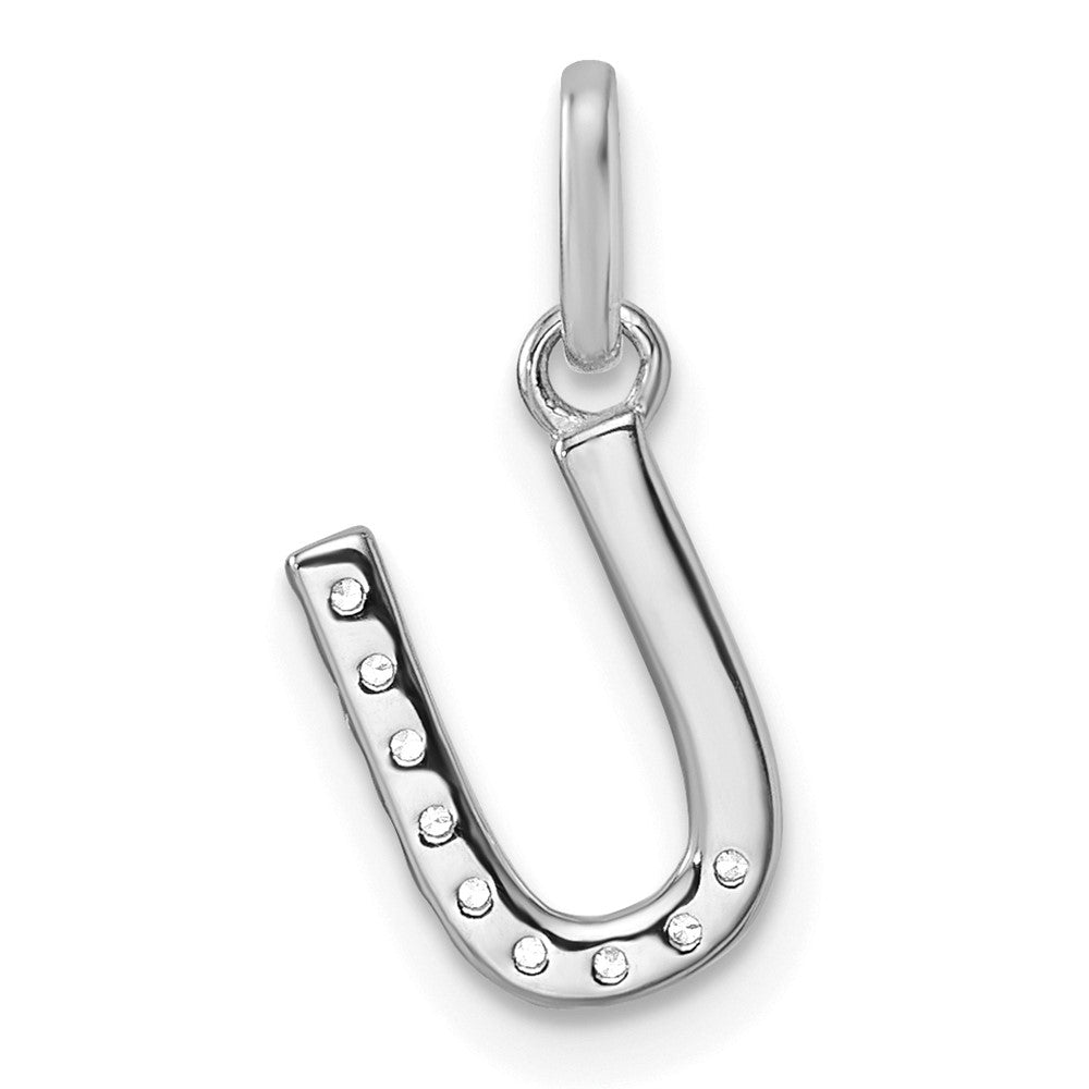 14K White Gold Twisted .10 ct. Diamond Initial U Charm