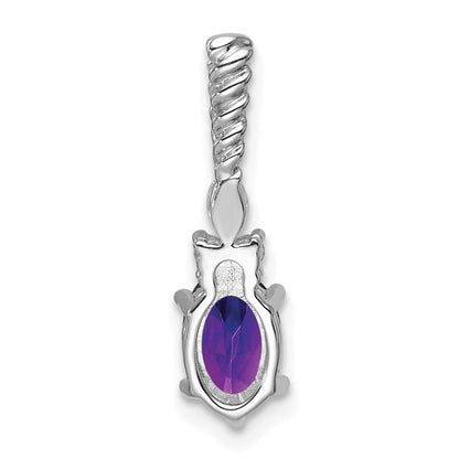 14K White Gold Diamond and 7x5 Oval February/Amethyst Twisted Chain Slide