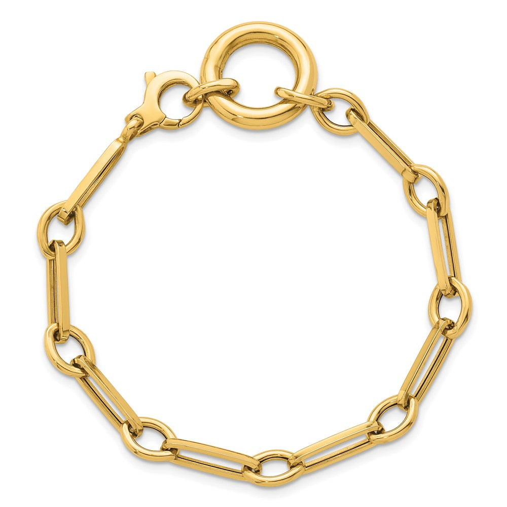 14K Yellow Gold Polished Fancy Long Link with Circle 7.75 Inch Bracelet
