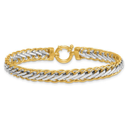 14K Two-Tone Gold Two-tone Polished 7.5mm Lightweight Fancy Woven Link 7.5 Inch Bracelet