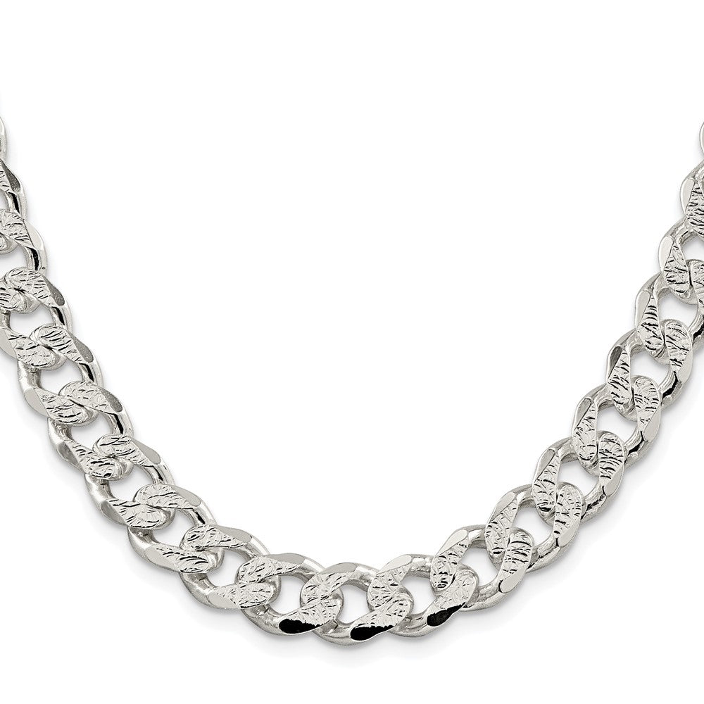 Sterling Silver Rhodium-plated 11.0mm Pav‚ Curb 26 Inch Chain