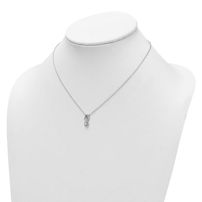 14K White Gold Polished 1/4 carat Diamond Fancy Infinity 18 Inch Necklace