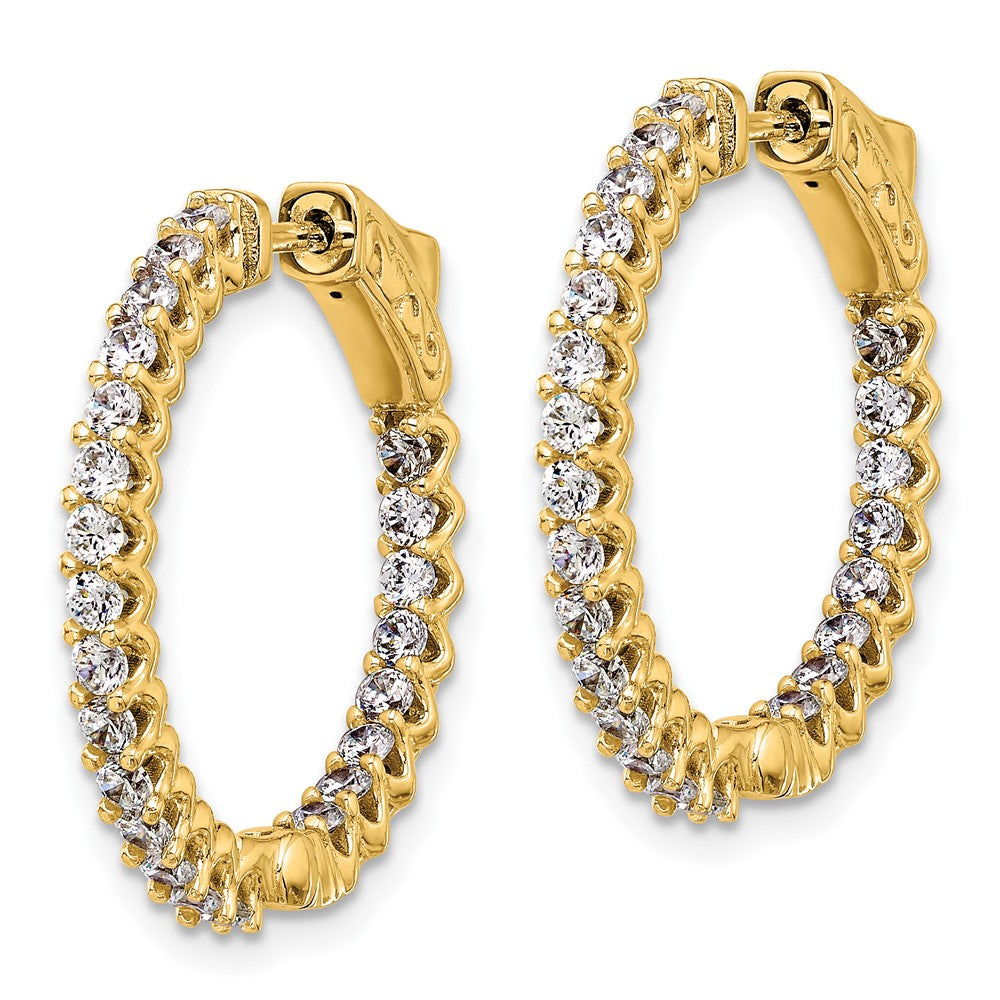 14K Yellow Gold 1.6 carat Diamond In/Out Hoop w/Safety Clasp Earrings