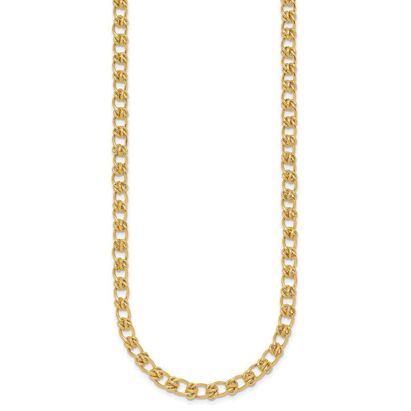 14K Yellow Gold Polished and Textured 5.0mm Fancy Knot Link 7.5 Inch Bracelet