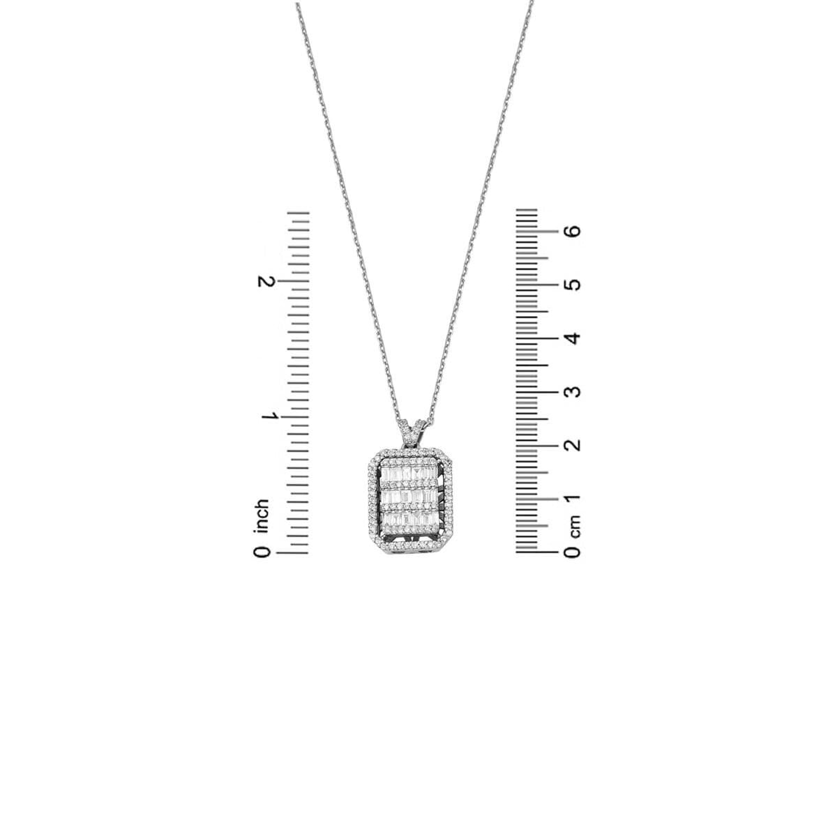 14K White Gold Baguette Diamond Necklace