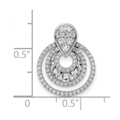 14K White Gold Polished 5/8 carat Diamond Layered Circles Doorknocker Chain Slide