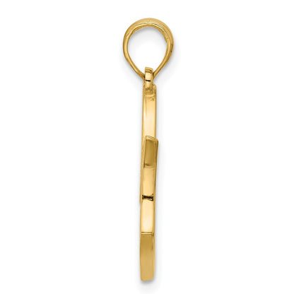 14K Yellow Gold Polished MOM And Heart Pendant