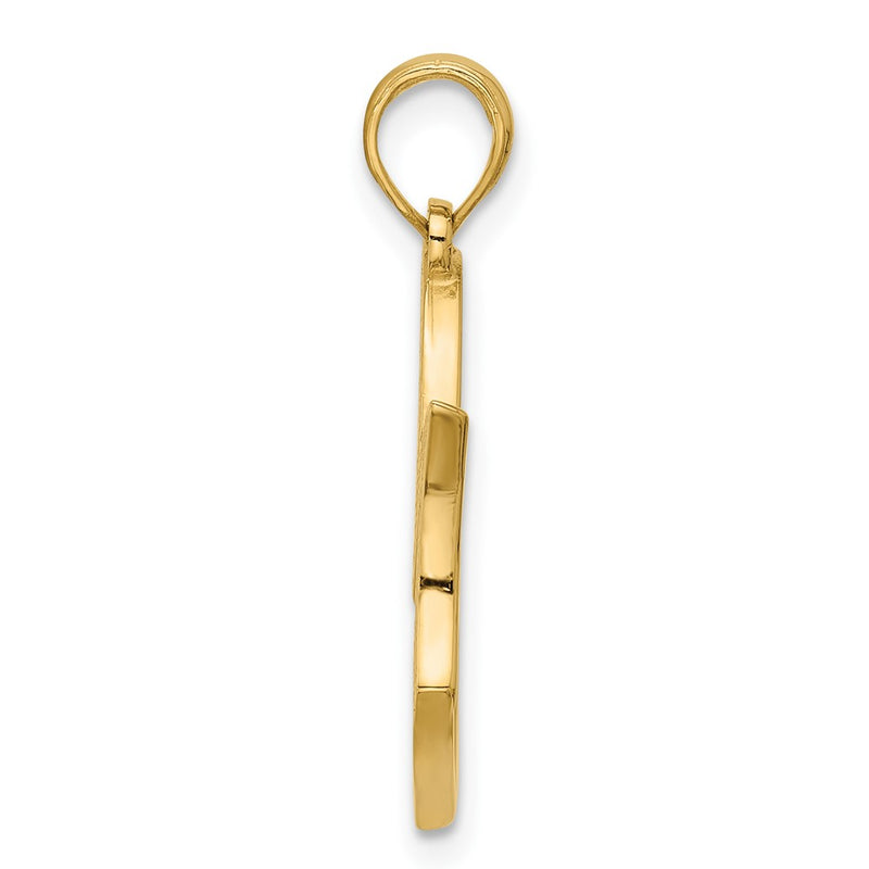 14K Yellow Gold Polished MOM And Heart Pendant
