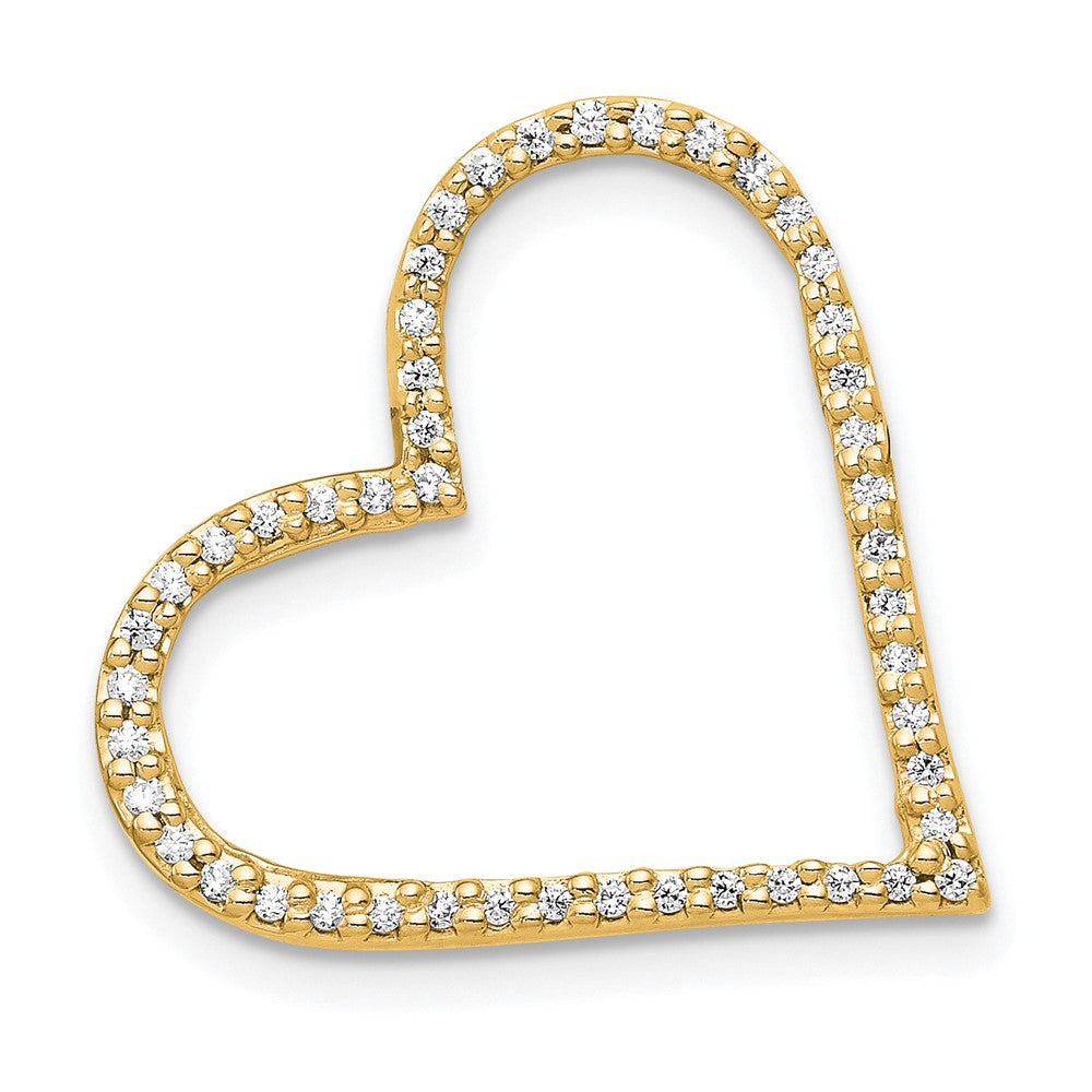 14K Yellow Gold 1/6 carat Diamond Heart Chain Slide