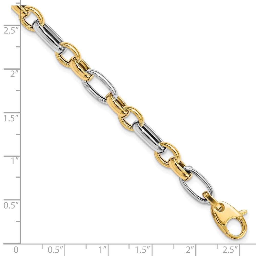 14K Two-Tone Gold Two-tone Polished Fancy Link 7.5 Inch Bracelet