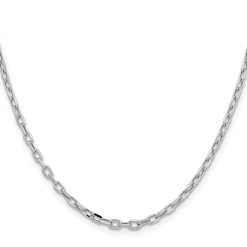 14K White Gold 3mm Semi-solid D/C Open Link Cable 26 Inch Chain