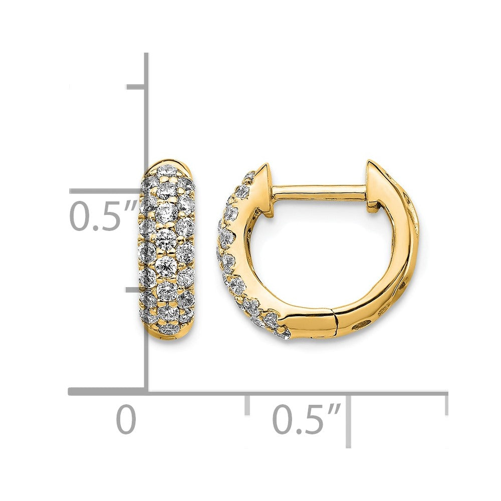 14K Yellow Gold 1/2 carat Diamond Pave Hinged Hoop Earrings