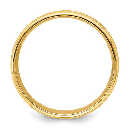 14K Yellow Gold 6mm Standard Weight Comfort Fit Brushed Satin with Center Groove Wedding Band Ring