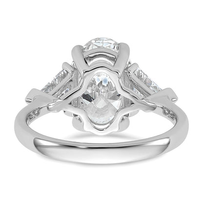 14K White Gold 4 1/8 carat Certified Lab Grown Diamond VS/SI+ G+ Complete Oval and Trillion Three Stone Engagement Ring