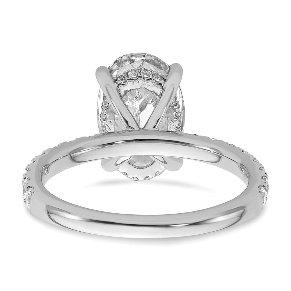 14K White Gold 3 1/2 carat Certified Lab Grown Diamond VS/SI+ G+ Oval Complete Solitaire with Flair Engagement Ring