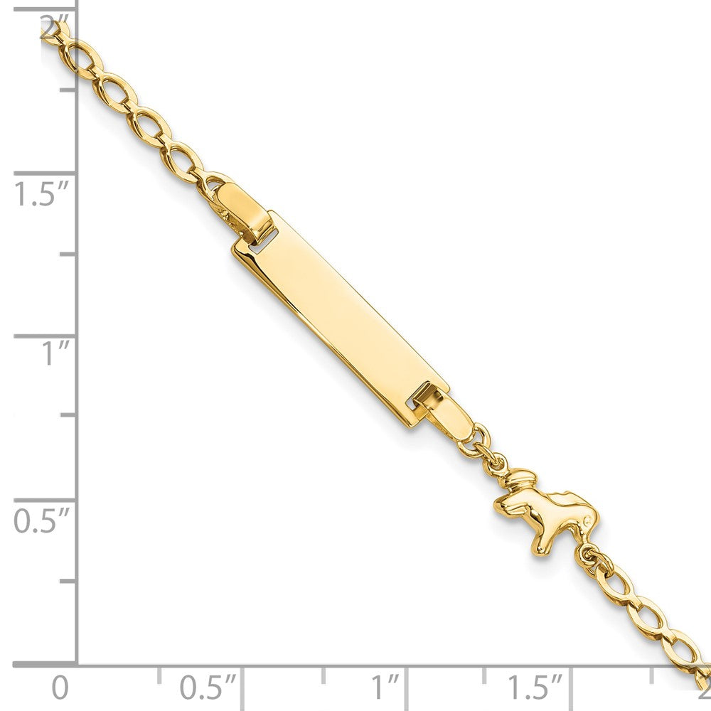 14K Yellow Gold Polished Horse and 17x5mm Plate 6 Inch Baby/Child ID Bracelet