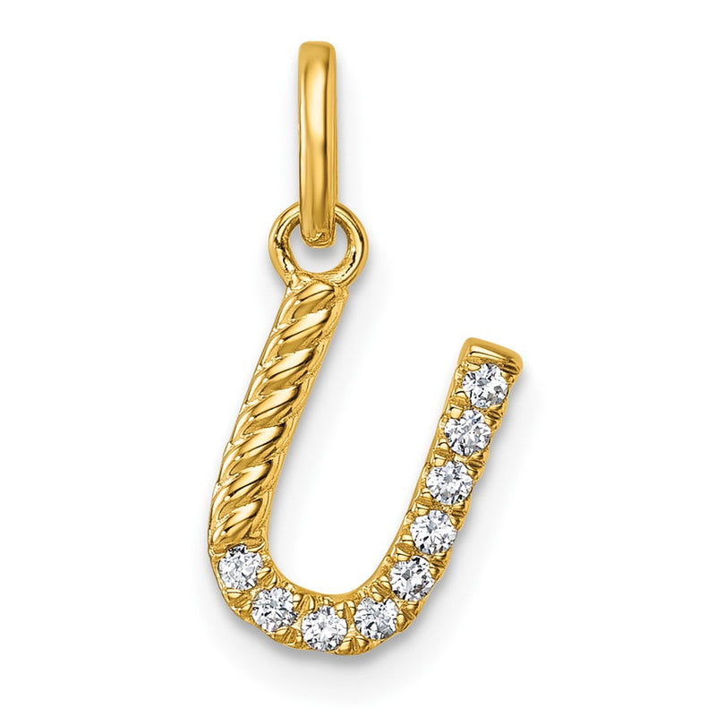 14K Yellow Gold Twisted .10 ct. Diamond Initial U Charm