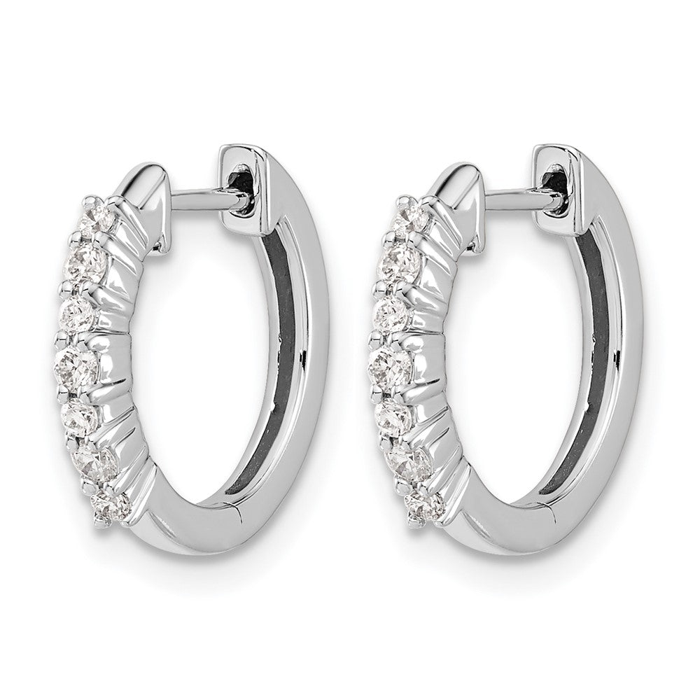 10K White Gold Diamond Hinged Hoop Earrings