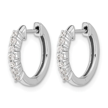 10K White Gold Diamond Hinged Hoop Earrings