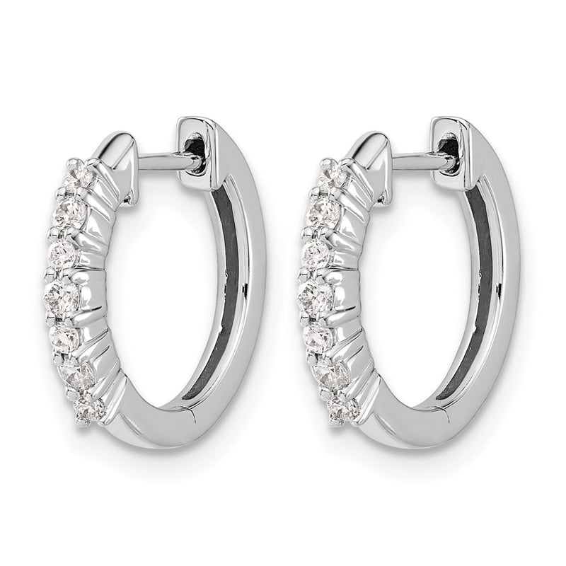 10K White Gold Diamond Hinged Hoop Earrings
