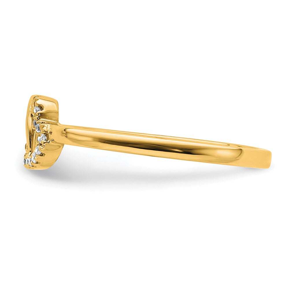 14K Yellow Gold Diamond Double Heart Ring
