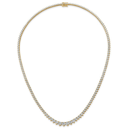 14K Yellow Gold 11 5/8 carat Lab Grown Diamond VS+ F+ Complete Round 20 Inch Graduated Tennis Necklace