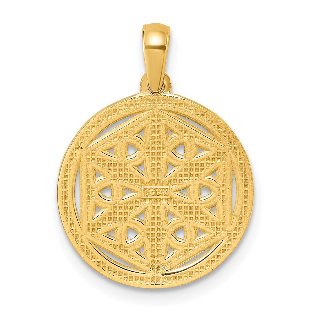 14K Yellow Gold Polished Celtic Knot Hexagon Pendant