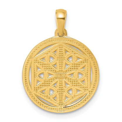 14K Yellow Gold Polished Celtic Knot Hexagon Pendant