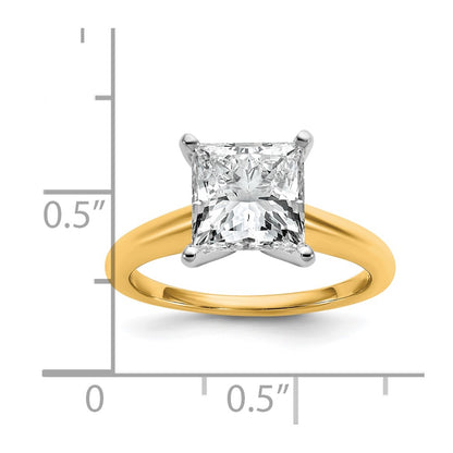 14K Two-Tone Gold Two-tone 3 carat Lab Grown Diamond VS+ F+ Princess Complete Solitaire Engagement Ring