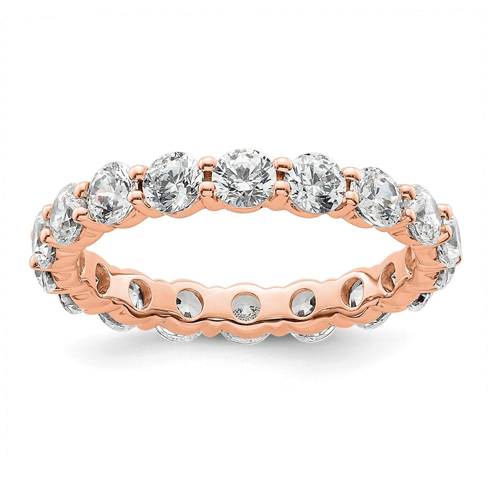 14K Rose Gold Polished Size 5.5 Shared Prong 2 carat Diamond Complete Eternity Wedding Band Ring