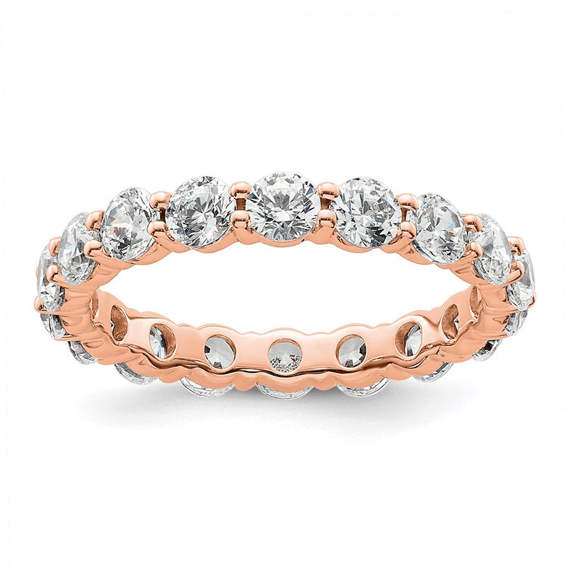 14K Rose Gold Polished Size 5.5 Shared Prong 2 carat Diamond Complete Eternity Wedding Band Ring