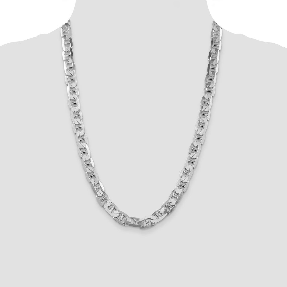 Sterling Silver Rhodium-plated 9.5mm Flat Anchor 24 Inch Chain