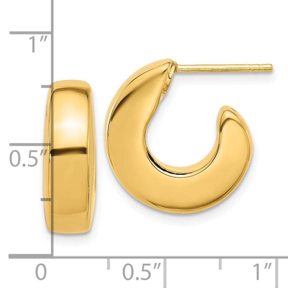14K Yellow Gold Polished J-Hoop Post Earrings