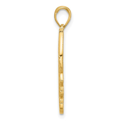 14K Yellow Gold Polished Fancy Seahorse in Kelp Charm